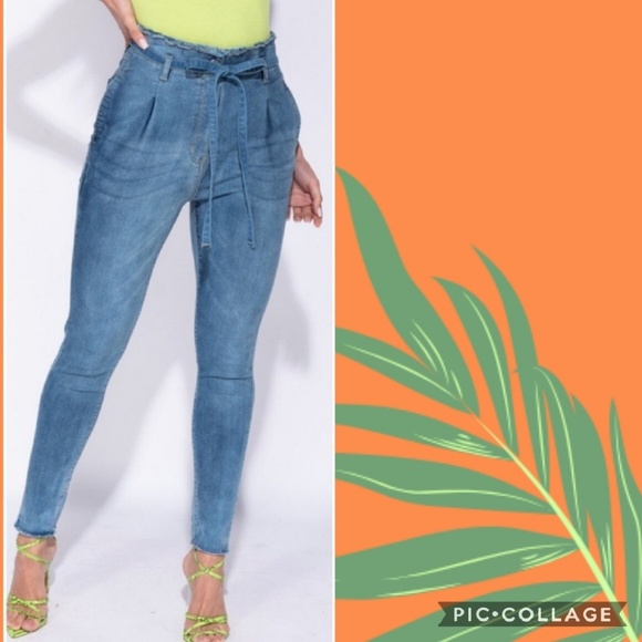 Denim - 3x$30 📣Last Pair 📣High Waist Belted Tied Pant
